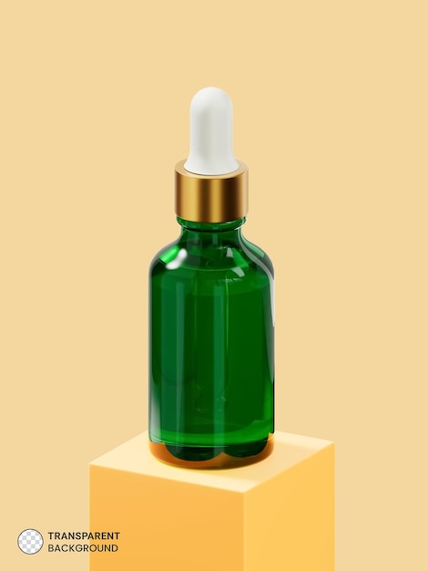 PSD bouteille de sérum cosmétique sur l'illustration du podium 3d