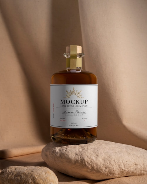 Bouteille De Sotol Avec Modèle D'étiquette