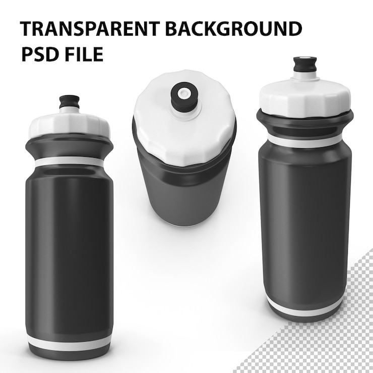PSD bouteille de sport noir blanc png