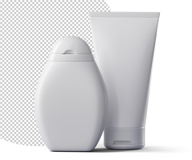 PSD bouteille de tube de maquette d'emballage cosmétique vierge lotion cosmétique gel douche crème rendu 3d réaliste