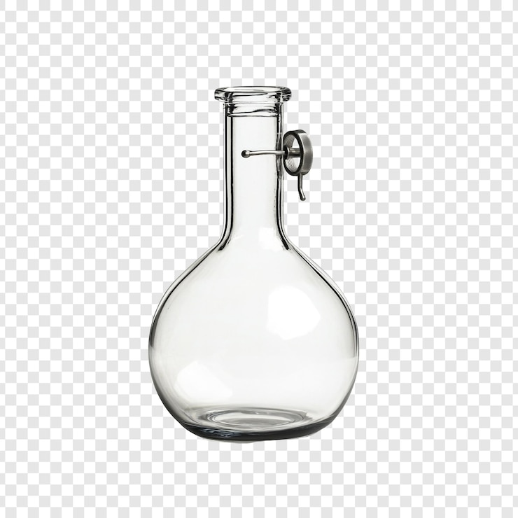 PSD bouteille en verre transparent avec couvercle en métal