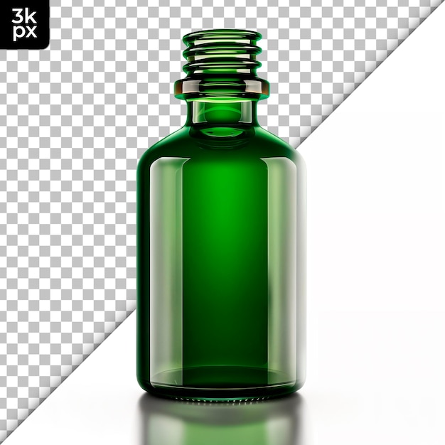 PSD une bouteille verte de kx avec un dessus transparent