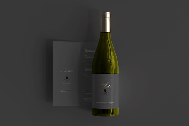 Bouteille De Vin Blanc Avec Maquette De Menu