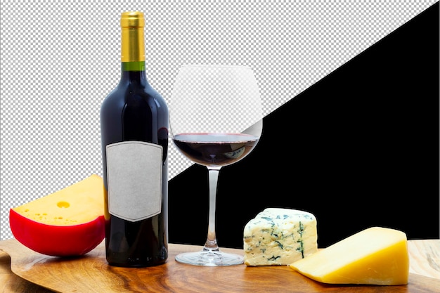 Bouteille De Vin Rouge Avec Du Fromage