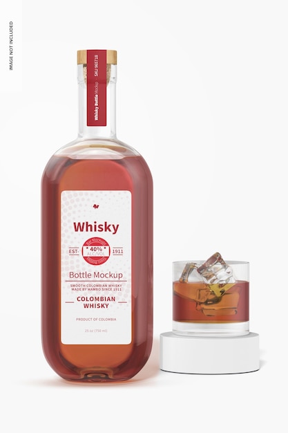 PSD bouteille de whisky avec maquette en verre