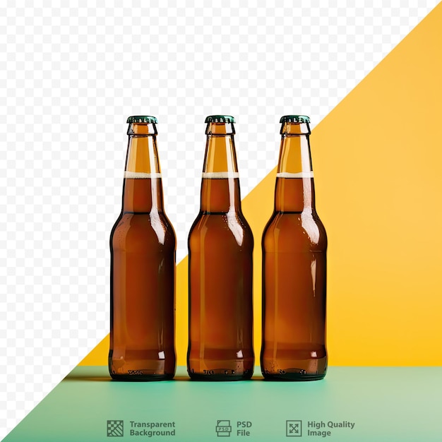 Bouteilles de bière seules sur fond transparent