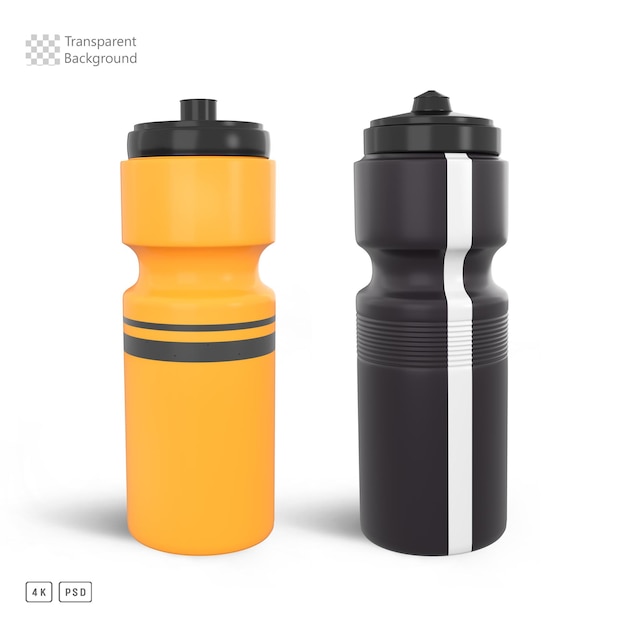 Bouteilles d'eau orange et noires de rendu 3D