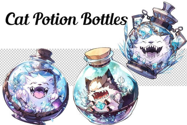 PSD bouteilles de potion pour chat