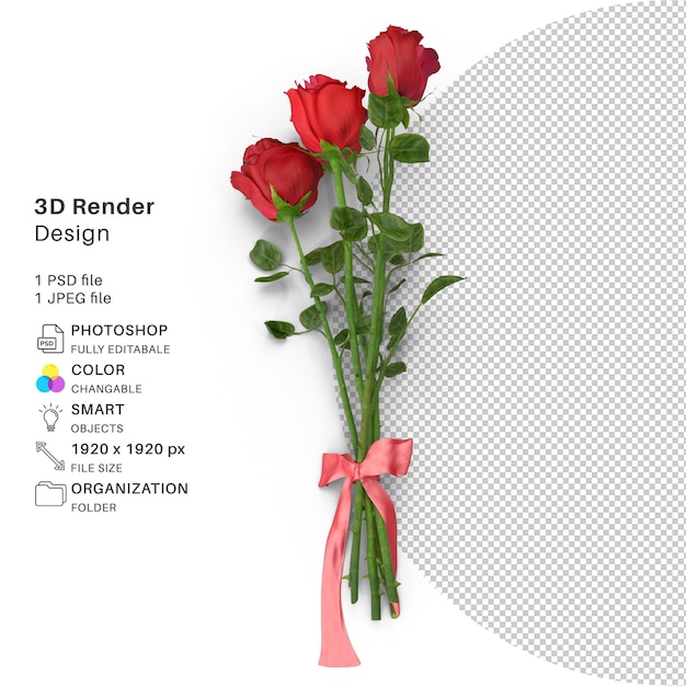 PSD boutique de rosas modelagem 3d arquivo psd realista