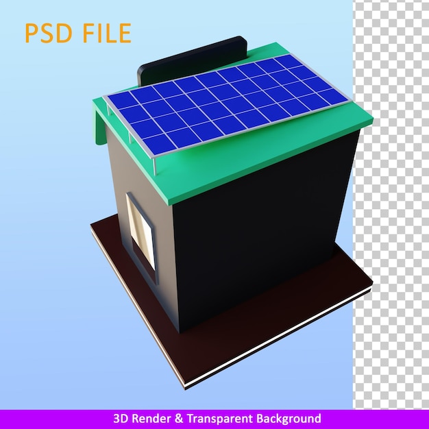 PSD boutique d'illustration de rendu 3d avec cellule solaire