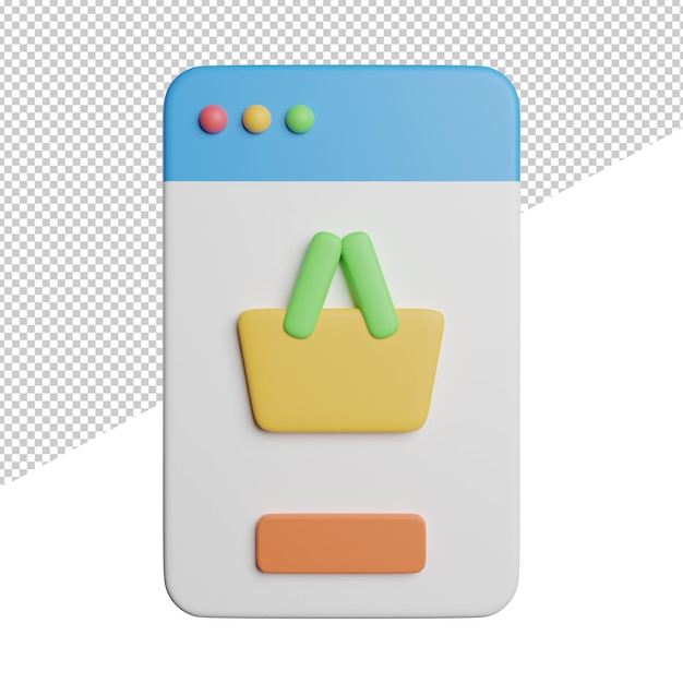 Boutique en ligne de commerce électronique vue de face illustration d'icône de rendu 3d sur fond transparent