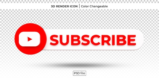 PSD bouton d'abonnement icône modifiable de couleur de rendu 3d