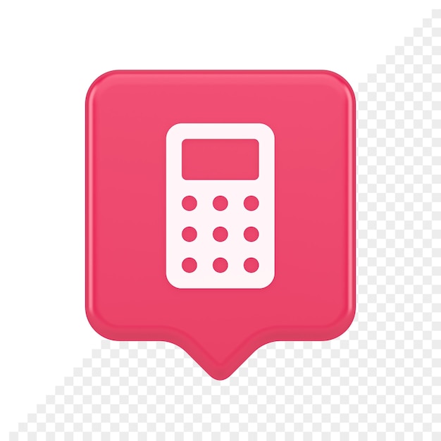 Bouton de calculatrice nombre mathématique comptant la conception d'applications web 3d icône de bulle de discours réaliste