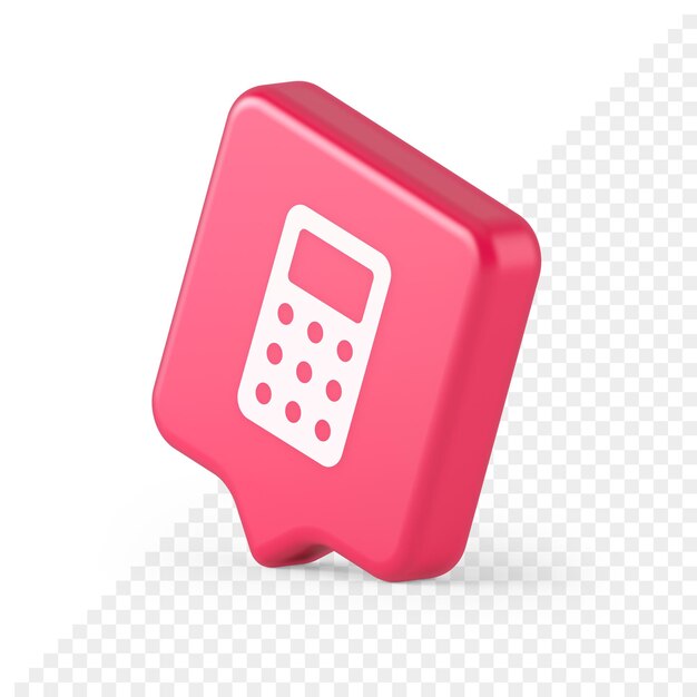 Bouton de calculatrice nombre mathématique comptant la conception d'applications web 3d icône de bulle de discours réaliste