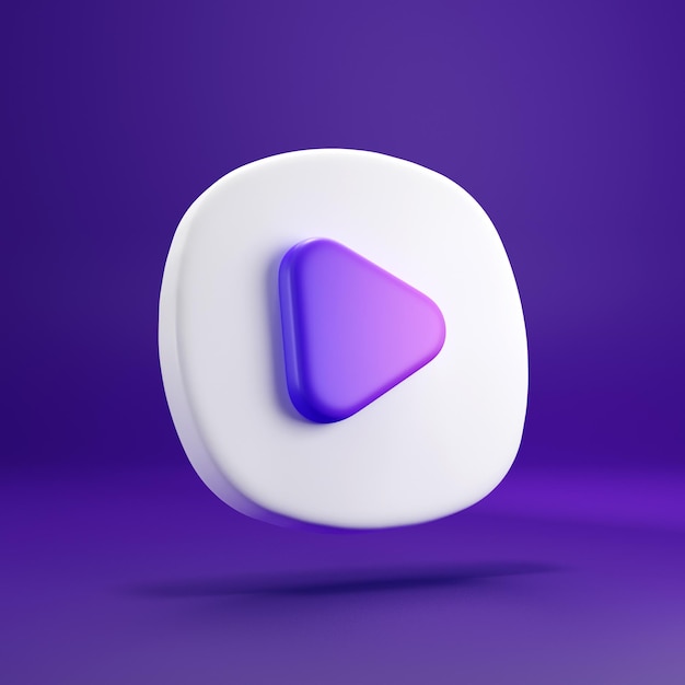 PSD un bouton de lecture violet et blanc avec un cercle blanc en bas.