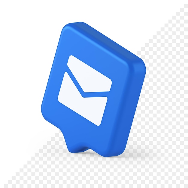 Bouton de message de chat de la boîte de réception de la newsletter communication à distance notification numérique icône de bulle de dialogue 3d