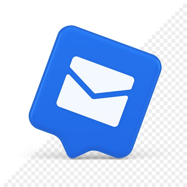 Bouton de message de chat de la boîte de réception de la newsletter communication à distance notification numérique icône de bulle de dialogue 3d