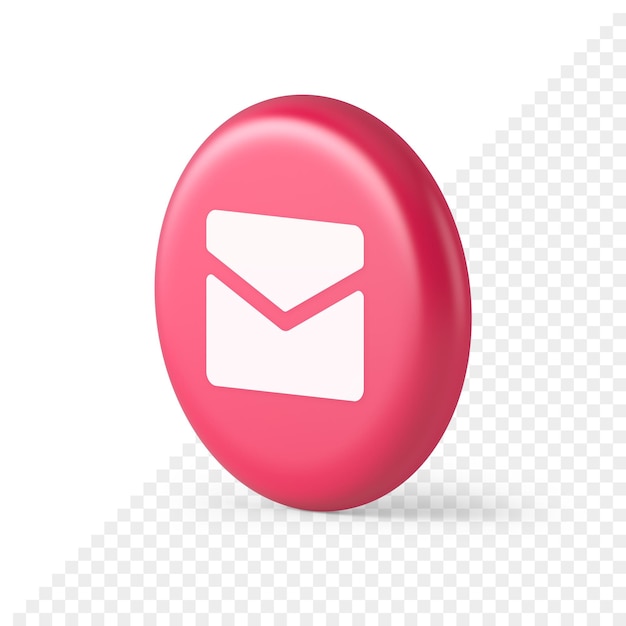 Bouton De Message De Chat De La Boîte De Réception De La Newsletter Communication à Distance Notification Numérique Icône Réaliste 3d