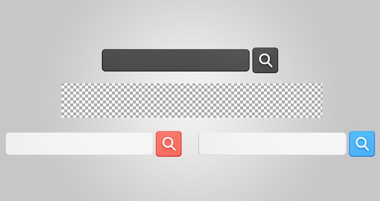 PSD bouton de navigateur internet de la page web de la barre de recherche rendu 3d
