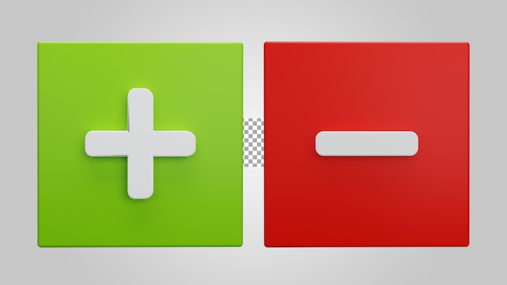 PSD bouton négatif positif sur fond transparent rendu 3d