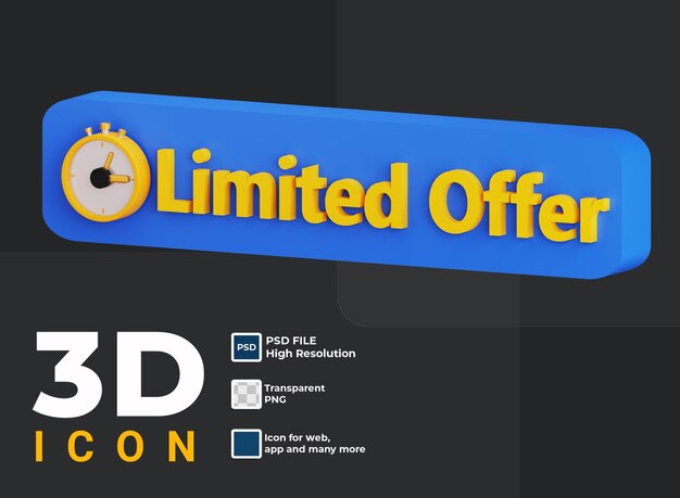 PSD bouton d'offre limitée 3d