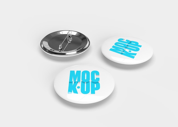 Bouton publicitaire métallique Mockup_Full PSD modifiable