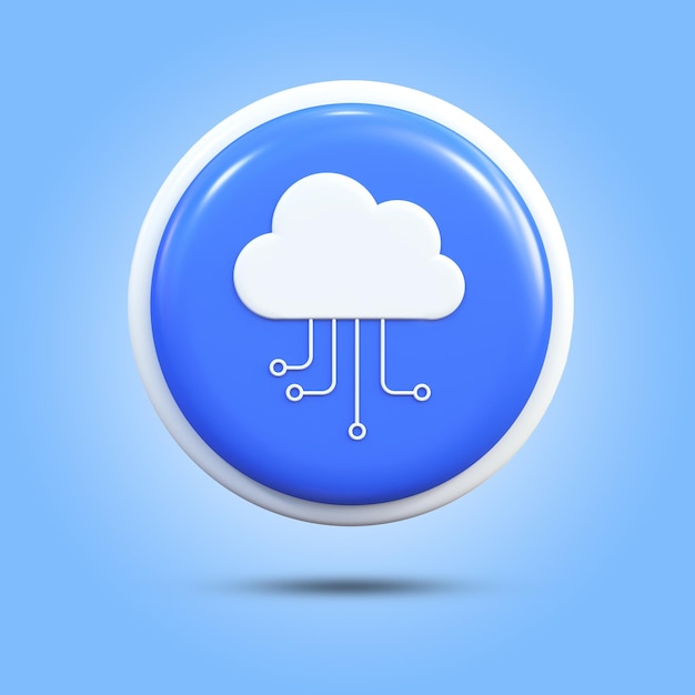 bouton de réseau de nuage 3d rendu mockup psd