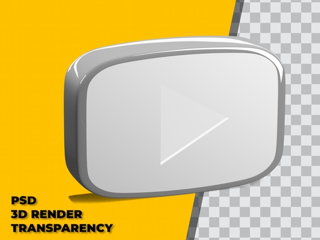 Bouton Youtube 3D avec fond transparent