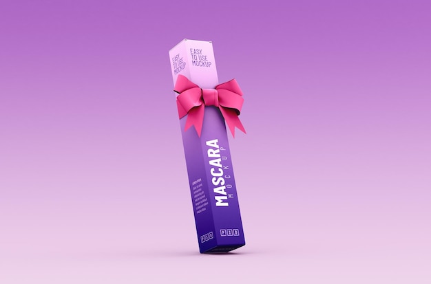 Box für mascara-tube mit der bandverpackungsvorlage für produktdesign-mockup