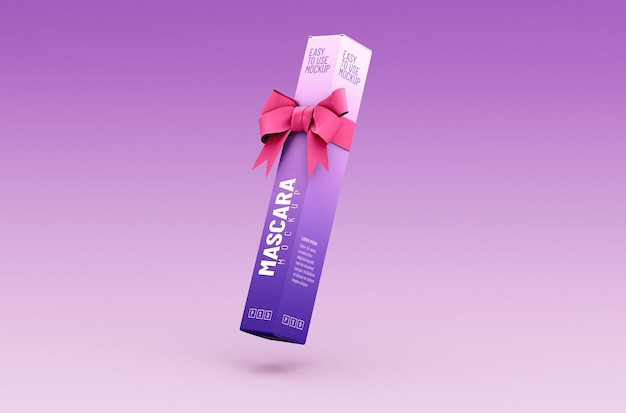 Box für mascara-tube mit der bandverpackungsvorlage für produktdesign-mockup