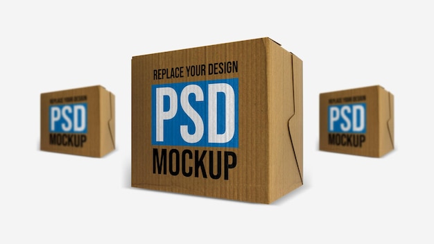 PSD box mockup 3d rendering design