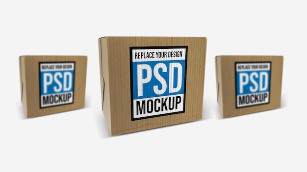 PSD box mockup 3d rendering design