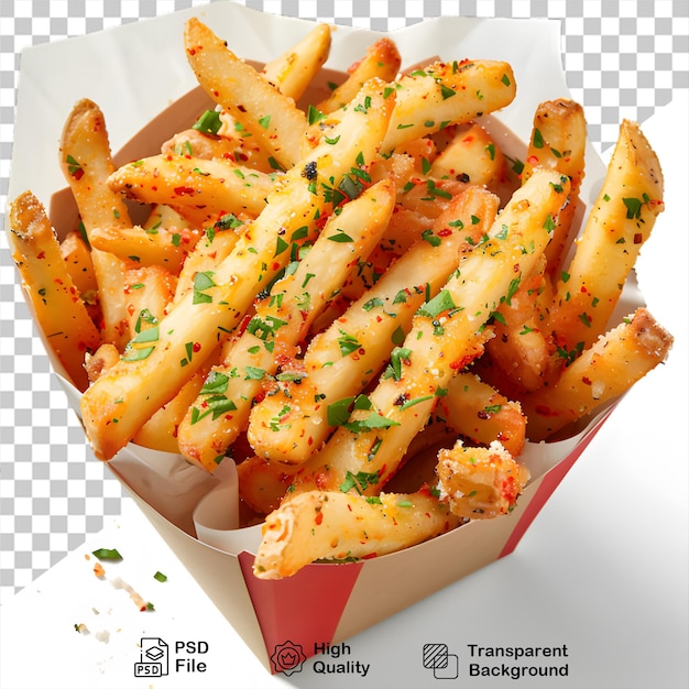 PSD a box of french fries with transparent background