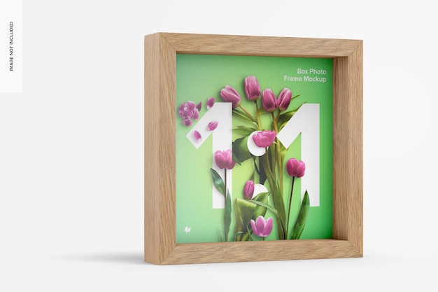 Box Photo Frame Mockup, vista sinistra