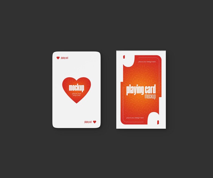 Box with playing cards mockup psd template