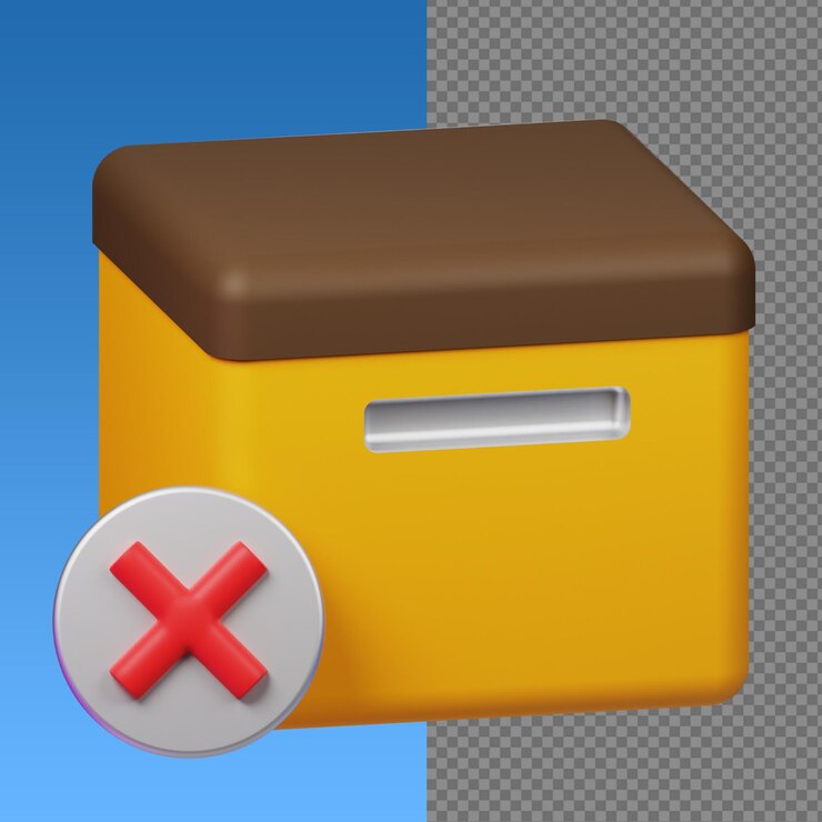 PSD box with red cross - remove delete cancel