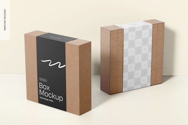 PSD boxenverpackungs-mockup links und rechts