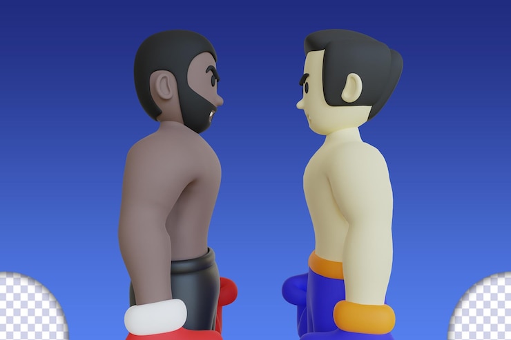PSD boxeo, mirar hacia abajo, 3d, illustraton