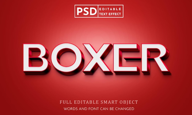 Boxer 3d bearbeitbarer Texteffekt Premium PSD