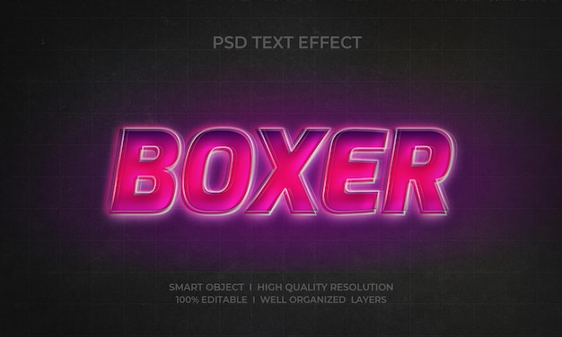 Boxer 3d-stil neon-texteffekt-vorlage