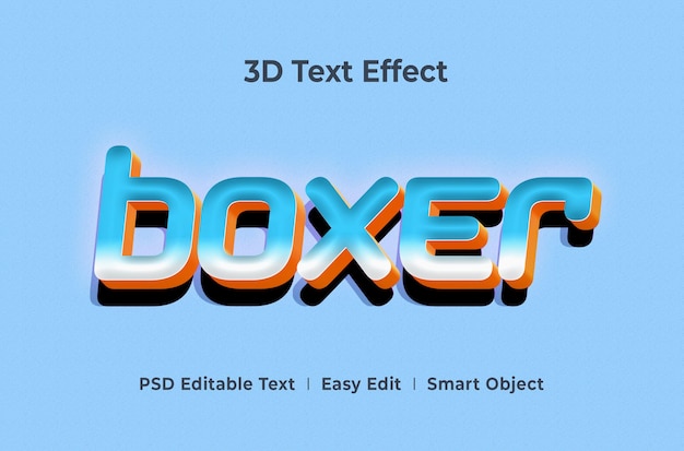 Boxer 3d text style effect mockup template premium