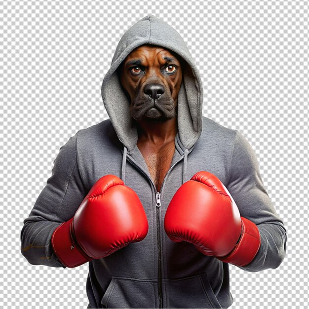 PSD boxer mit kapuze auf durchsichtigem hintergrund