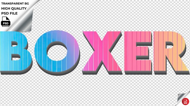 PSD boxer typographie arc-en-ciel coloré texture du texte psd transparent