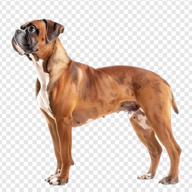 PSD boxers mascota vista lateral cuerpo entero aislado en fondo transparente psd