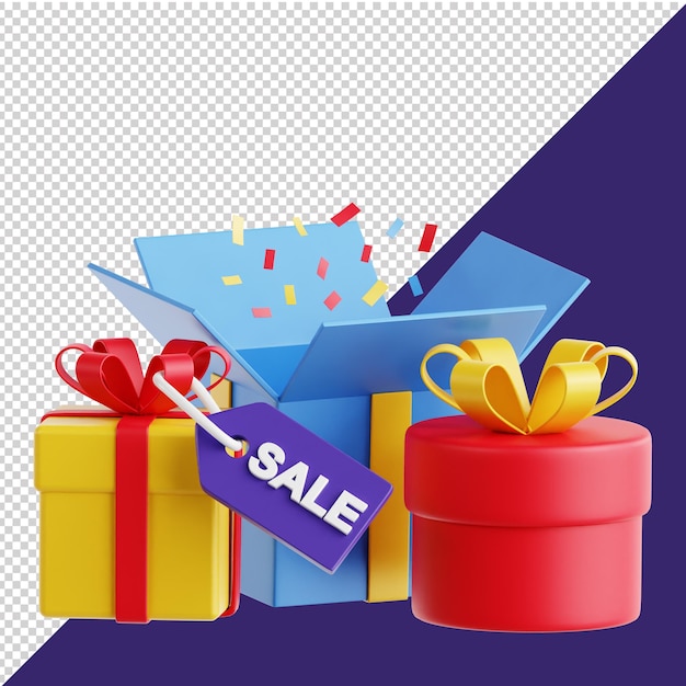 Boxing Day Deals realistische Geschenkkiste mit Schleife und Bande Überraschung in 3D-Illustration 2
