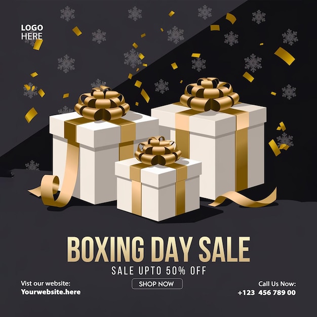 Boxing Day vendita di Natale venerdì sconto Flyer banner poster design modello di social media