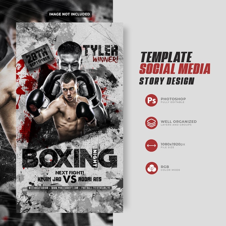 PSD boxing giocatore evento sportivo social media template di storia instagram