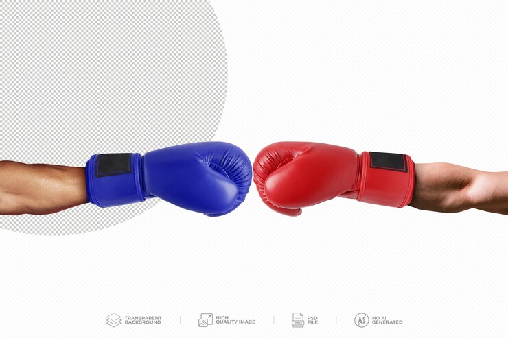 PSD boxing glove fighter on transparent background psd