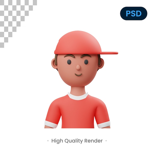 Boy 3d render ilustração premium psd