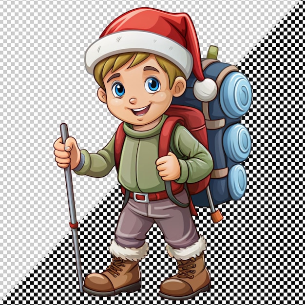 PSD boy hiker on transparent background